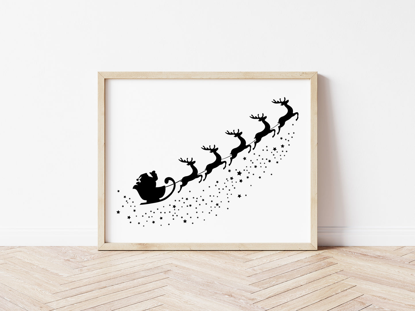Santa Claus flying with reindeer SVG