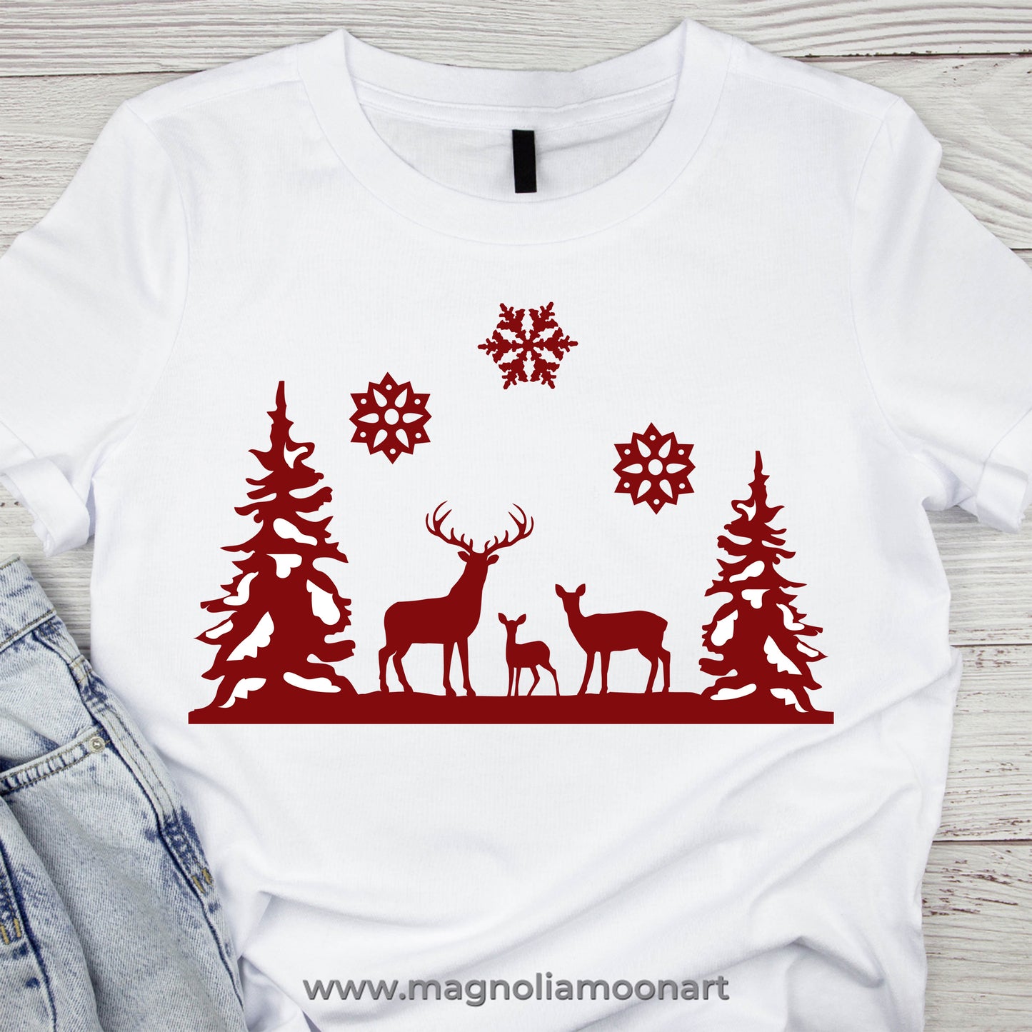 Winter Scene with Deer SVG