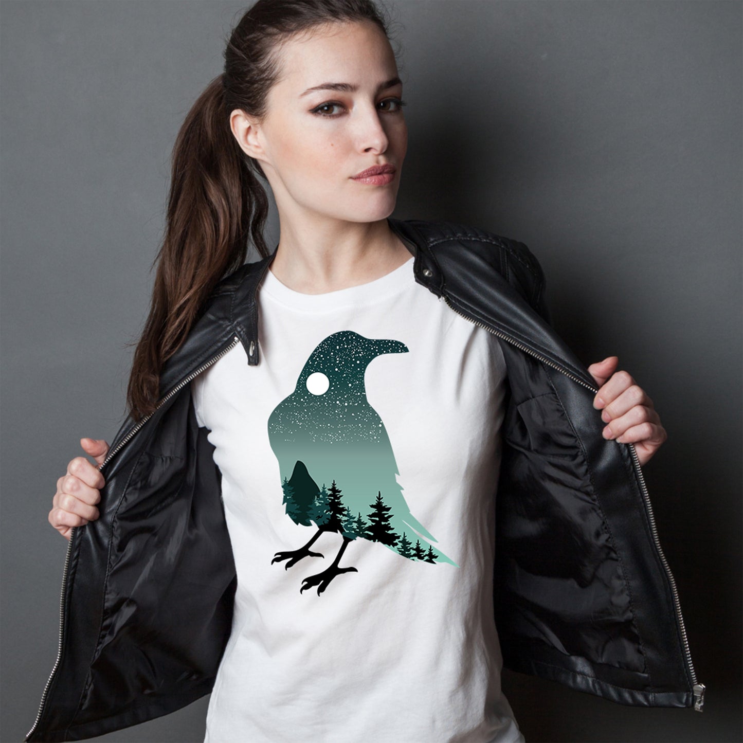 Raven with Starry Sky PNG