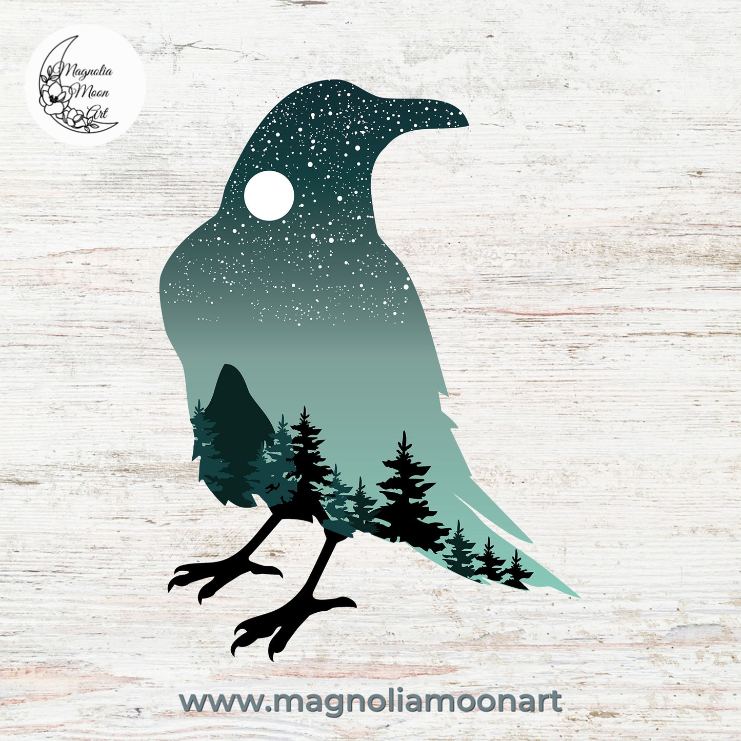 Raven with Starry Sky PNG