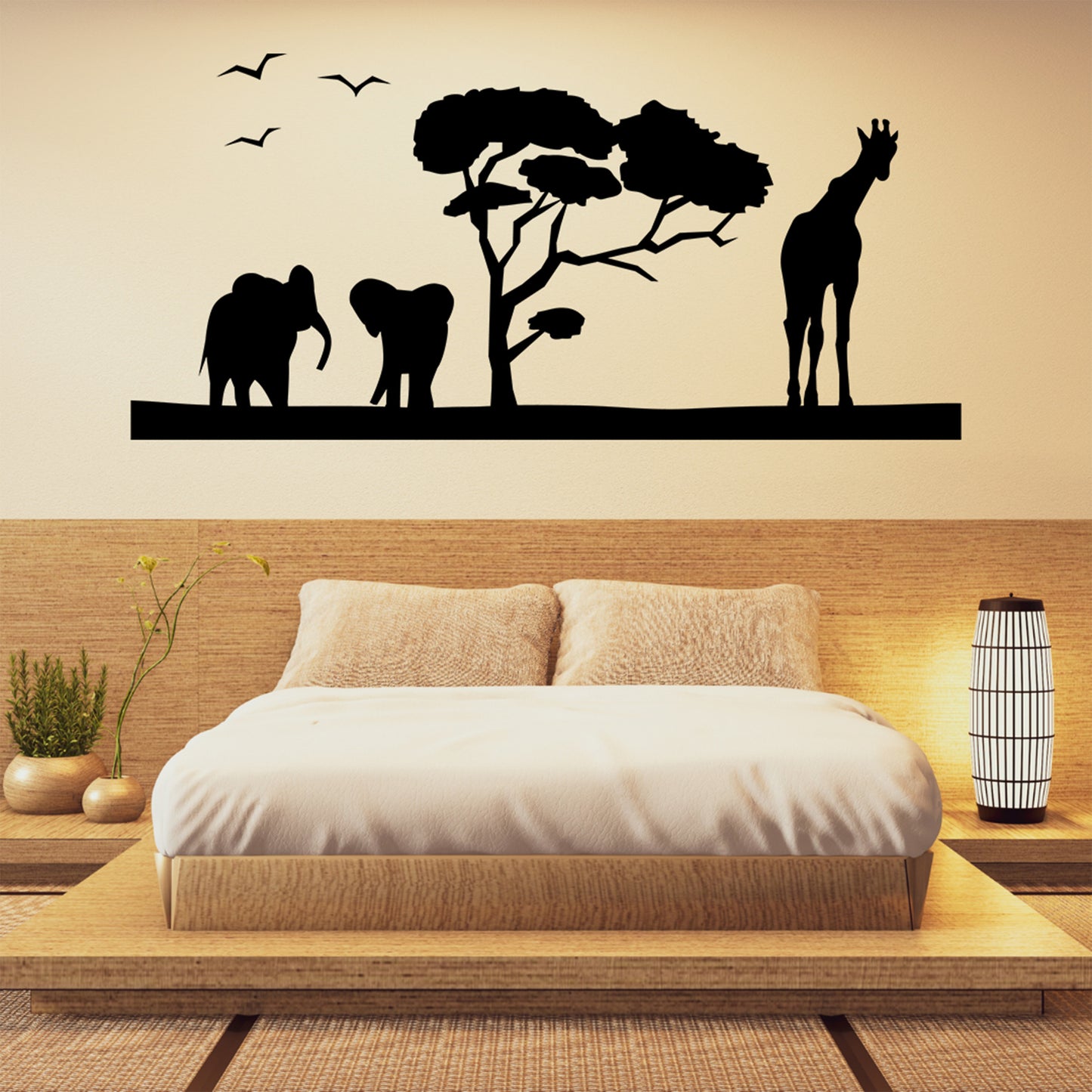Elephants and a Giraffe SVG