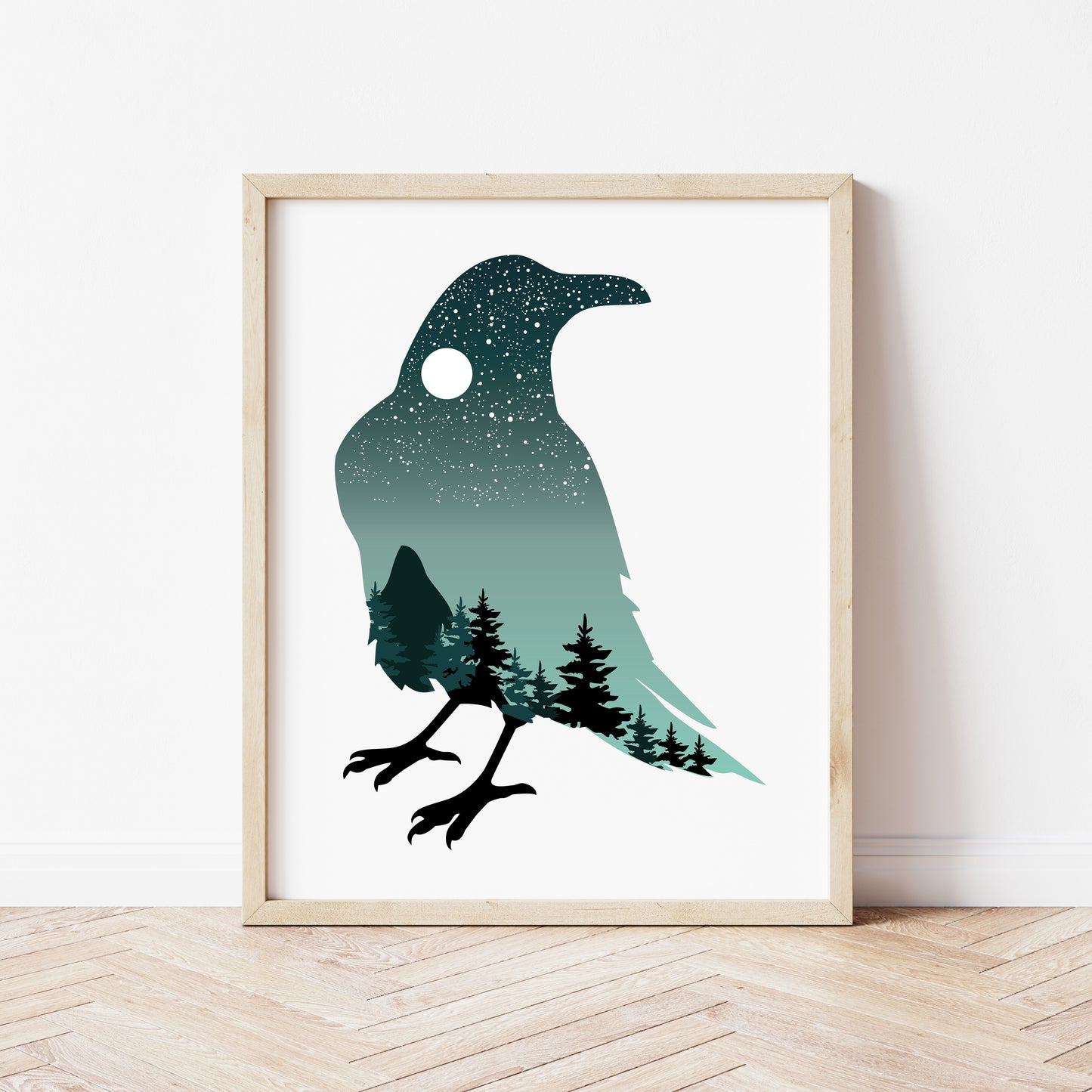 Raven with Starry Sky PNG
