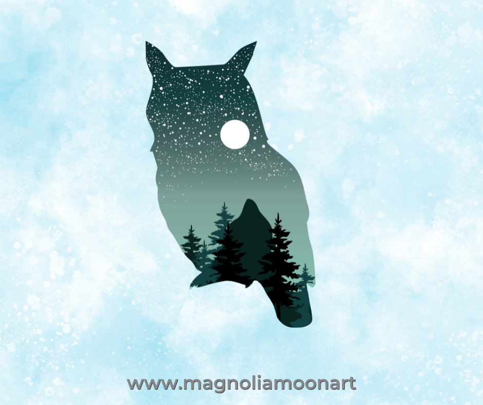 Owl with Starry Sky PNG