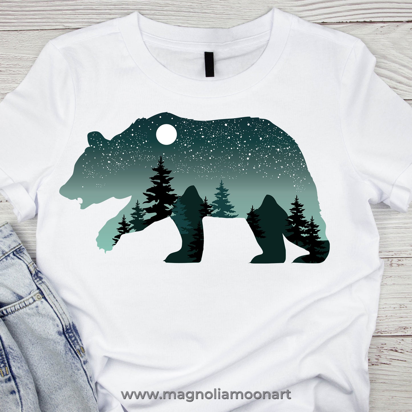Bear with Starry Sky PNG