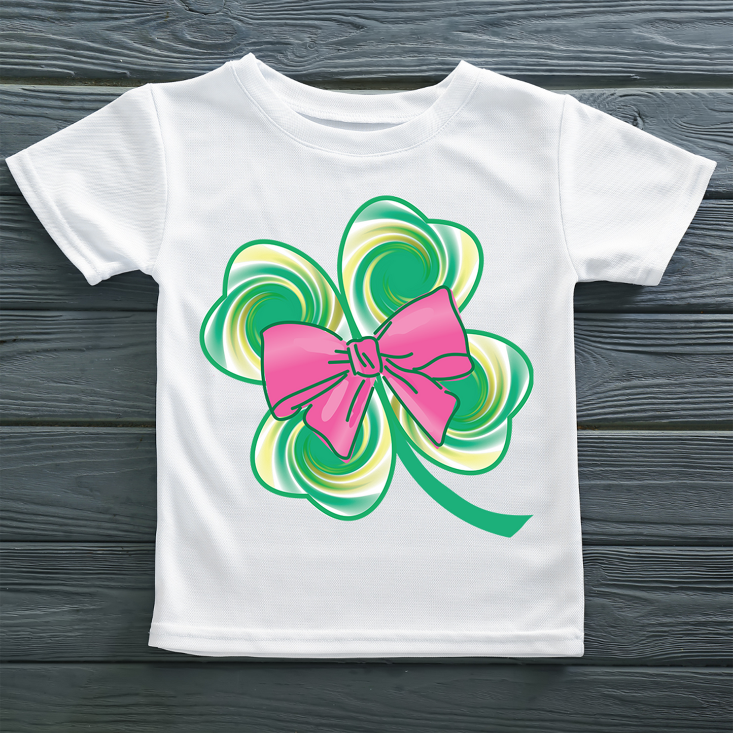 Preppy Shamrock with a Coquette Bow PNG