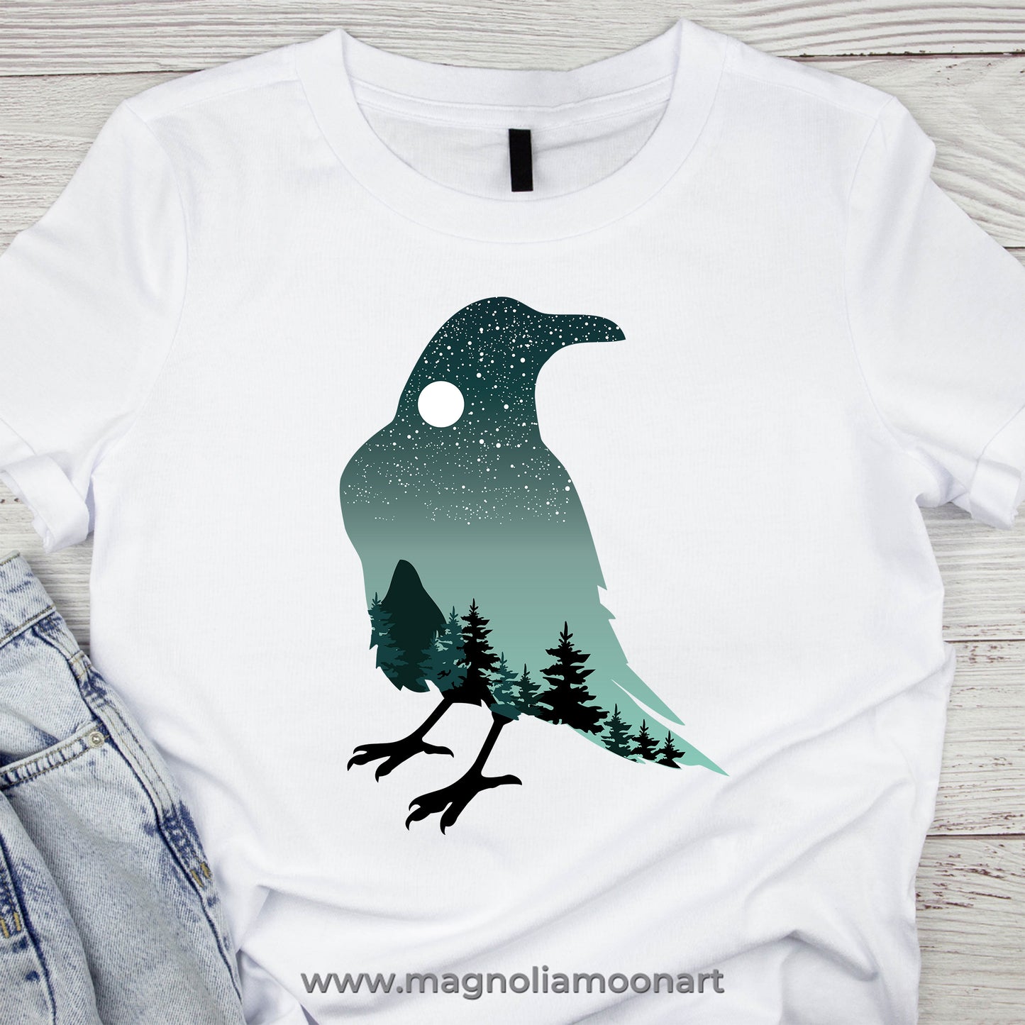 Raven with Starry Sky PNG