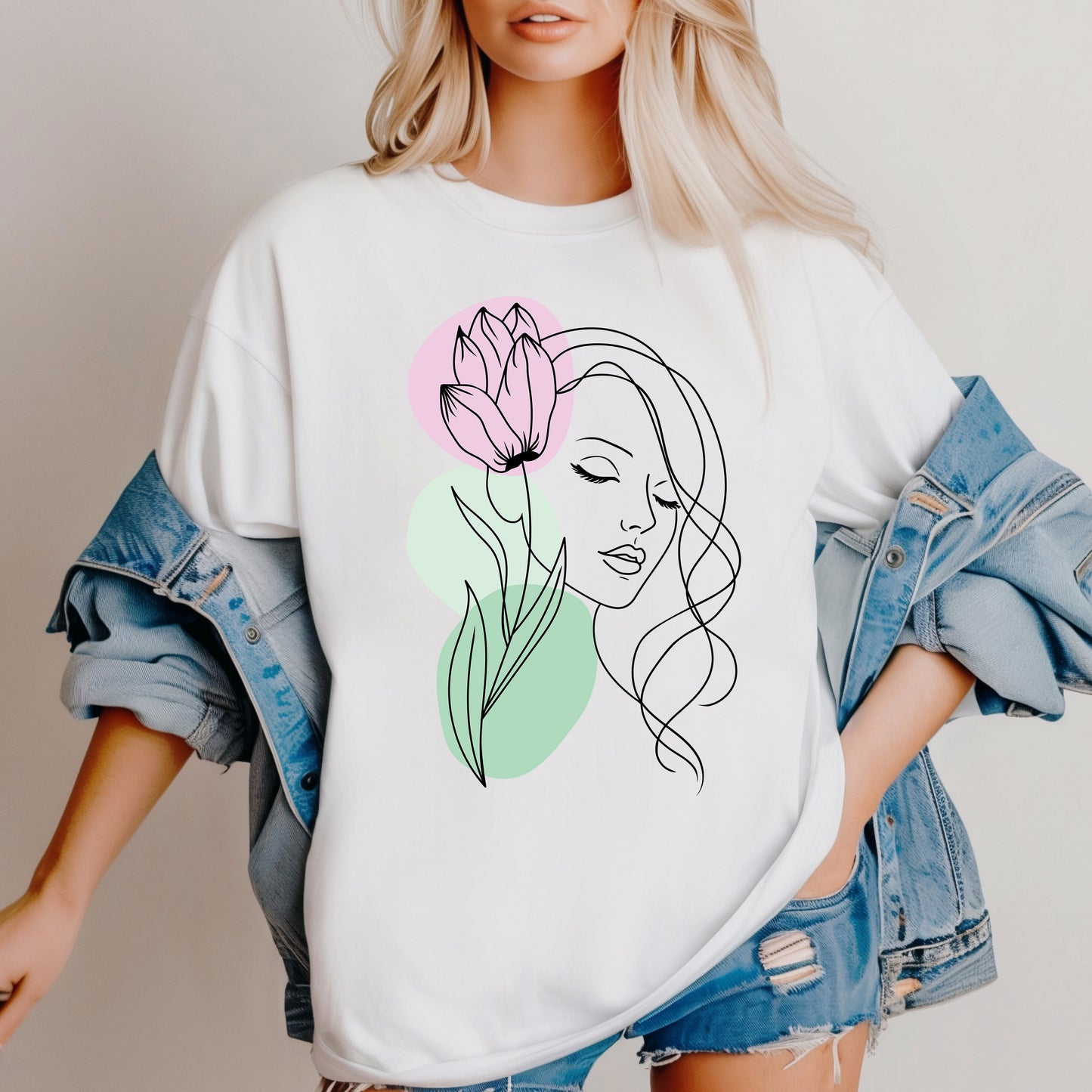 Pretty Woman With Tulip SVG