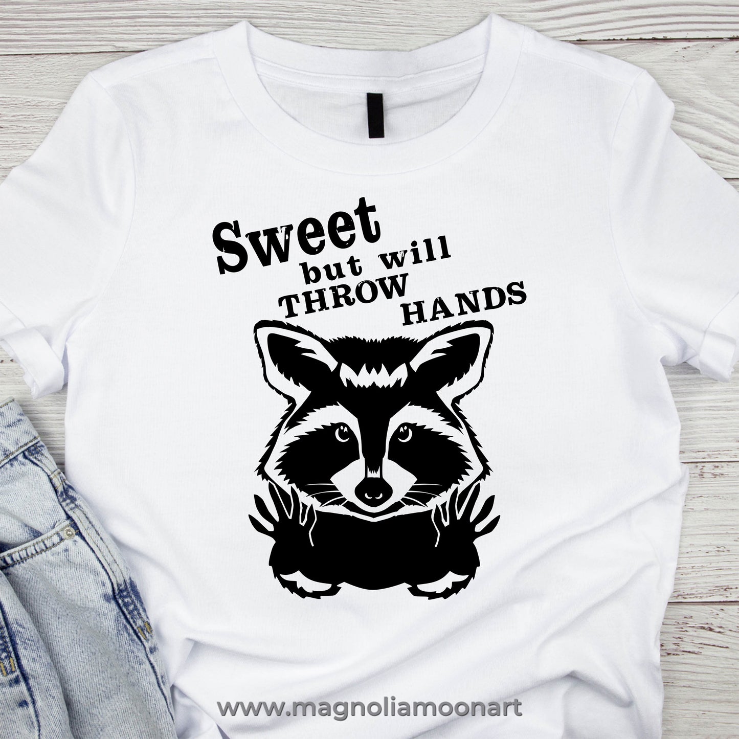 Sweet But Will Throw Hands Funny Raccoon SVG