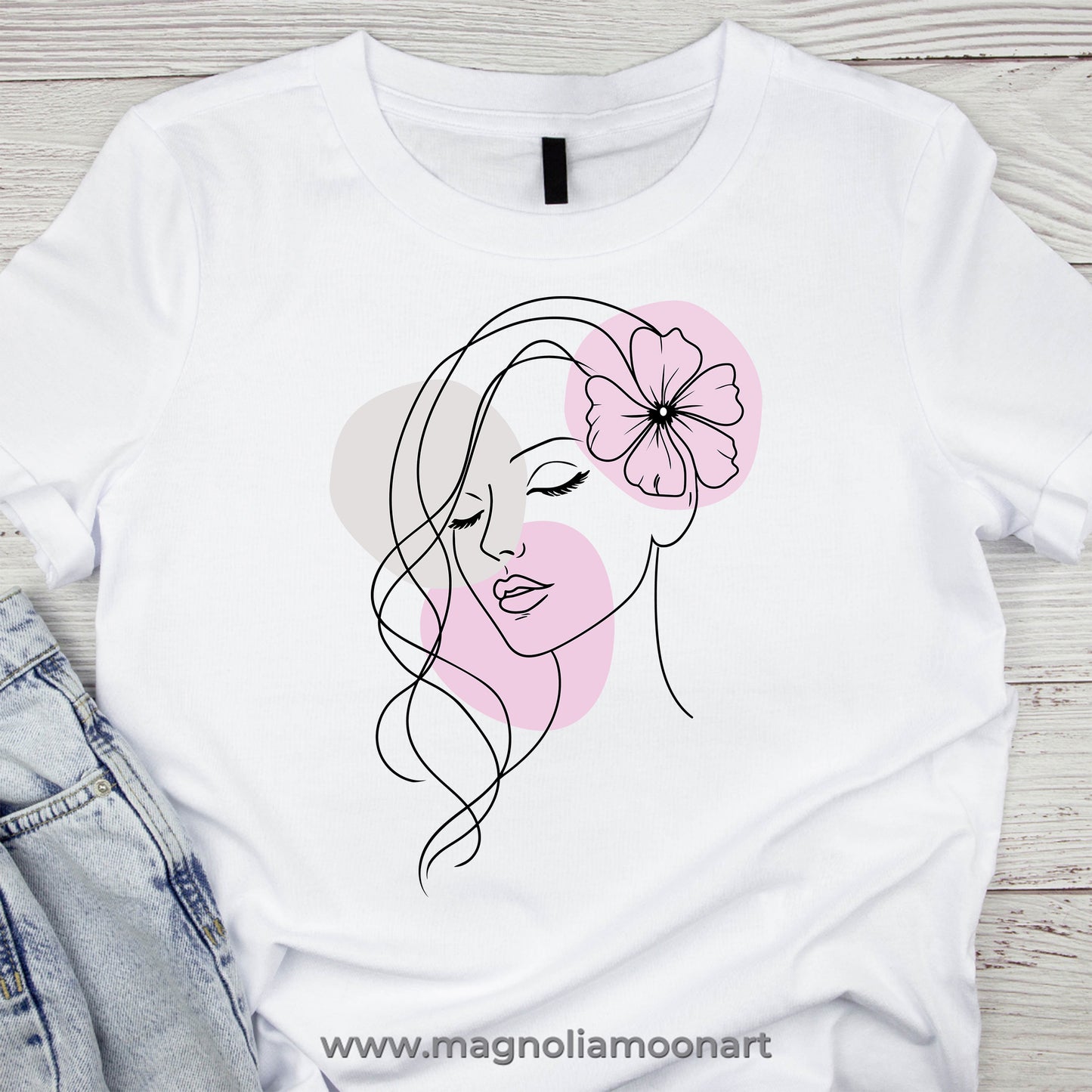 Pretty Girl with Floral Hair SVG