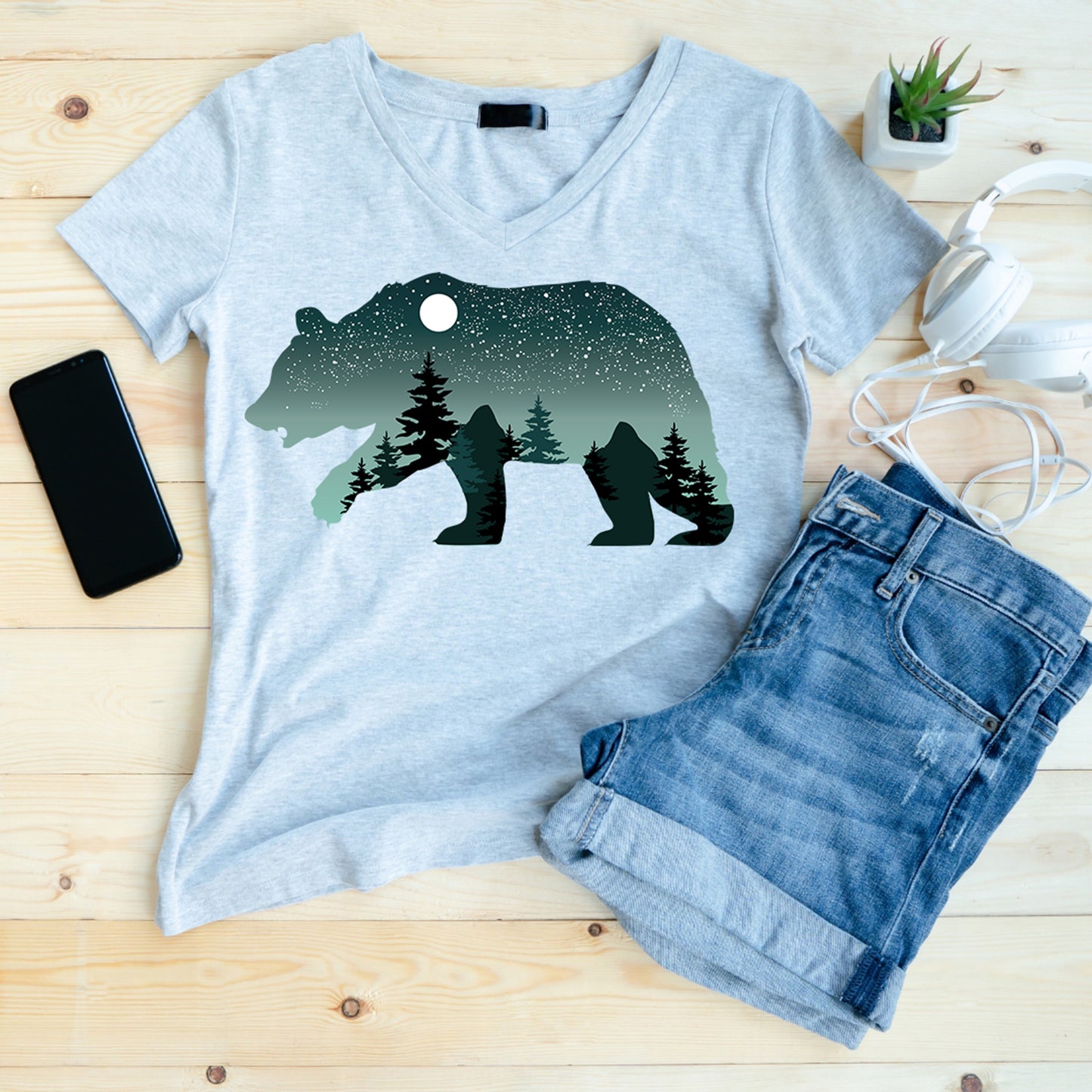 Bear with Starry Sky PNG
