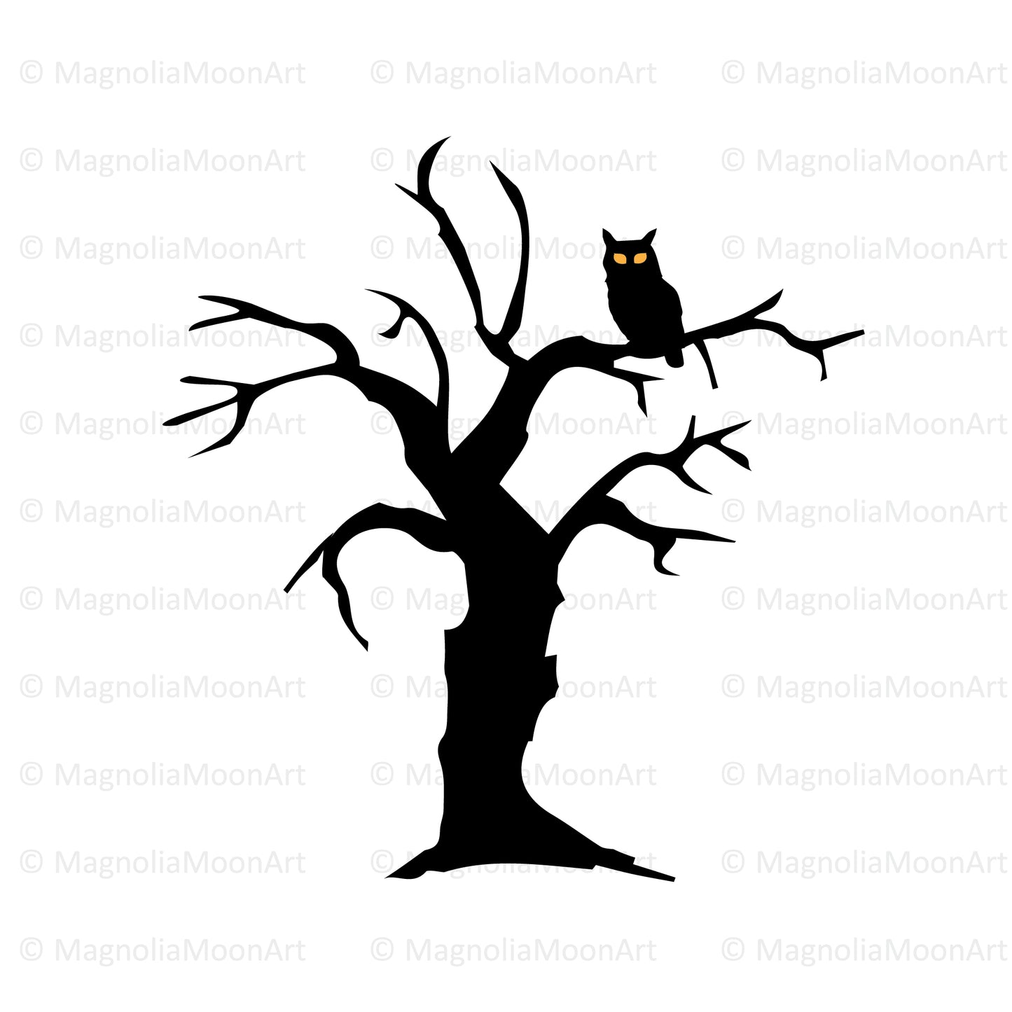 Glowing Eyes Owl Tree SVG