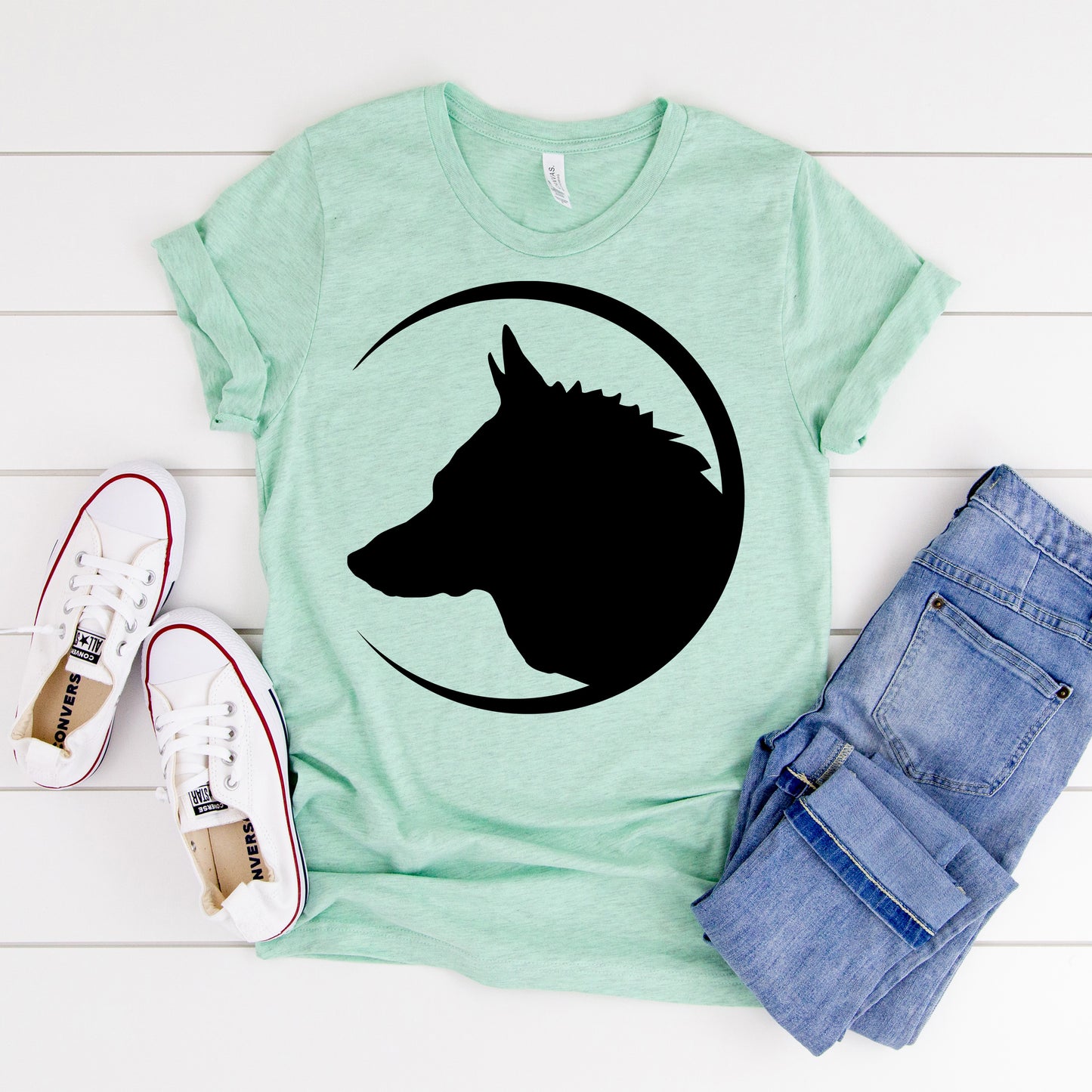 Wolf Head and Moon Crescent SVG
