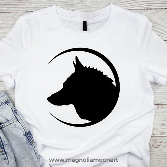 Wolf Head and Moon Crescent SVG