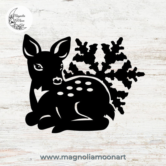 Baby Deer and Snowflake SVG