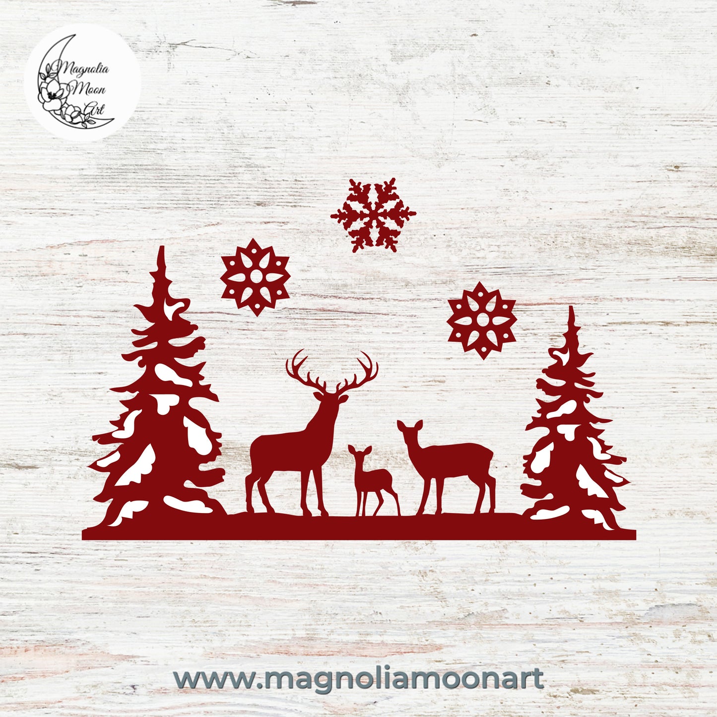 Winter Scene with Deer SVG