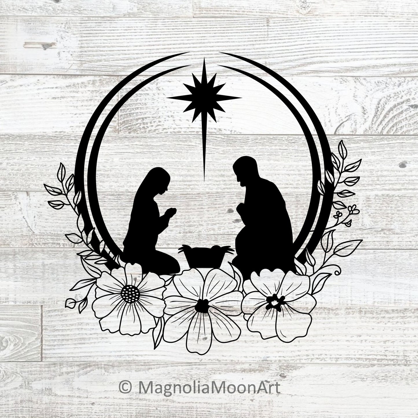 Floral Nativity SVG