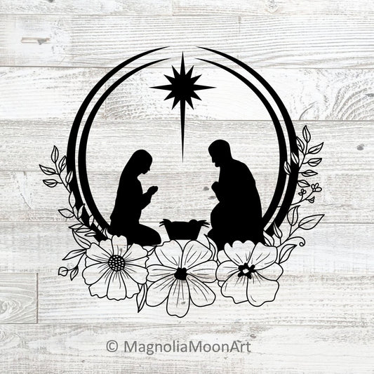 Floral Nativity SVG