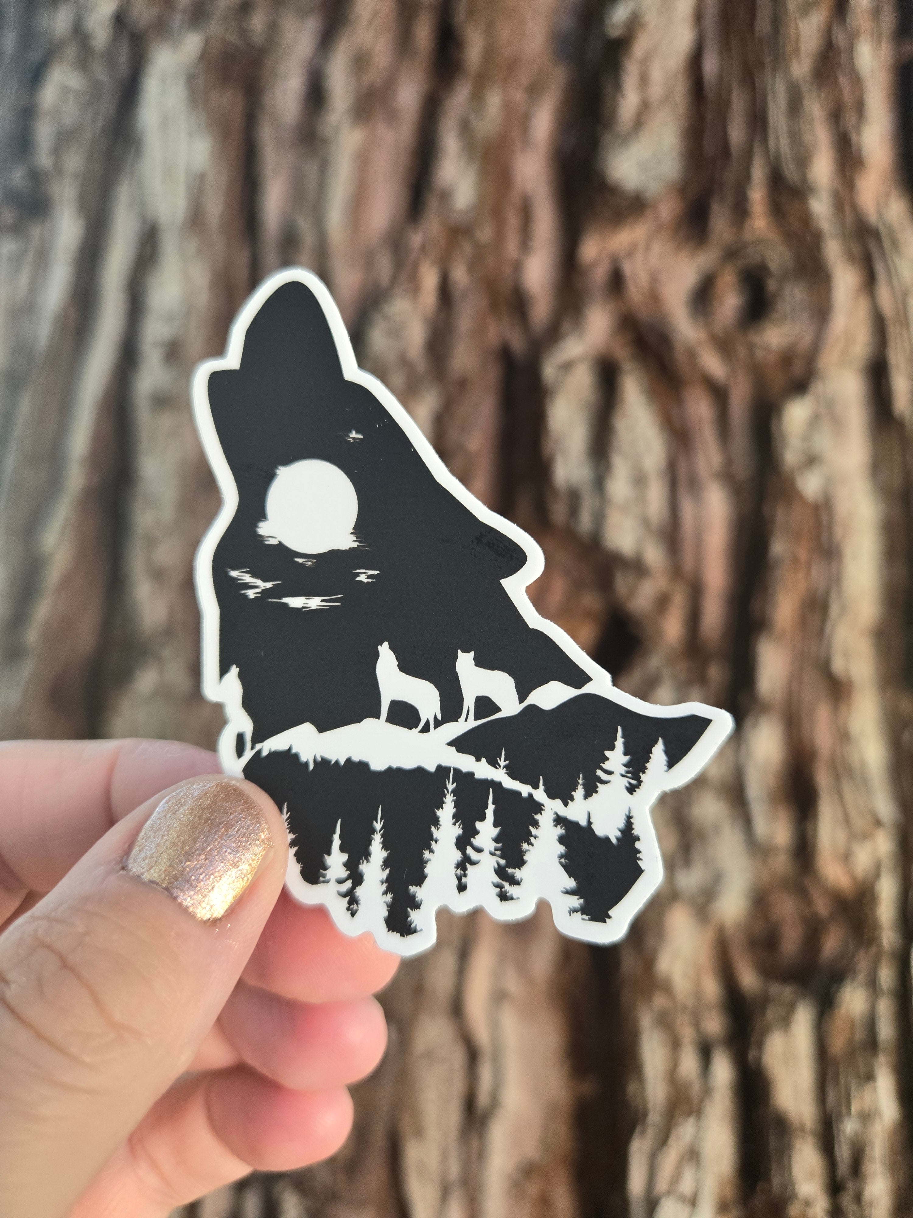 Stiker Wolves Wolf Vinyl Sticker – MagnoliaMoonArt