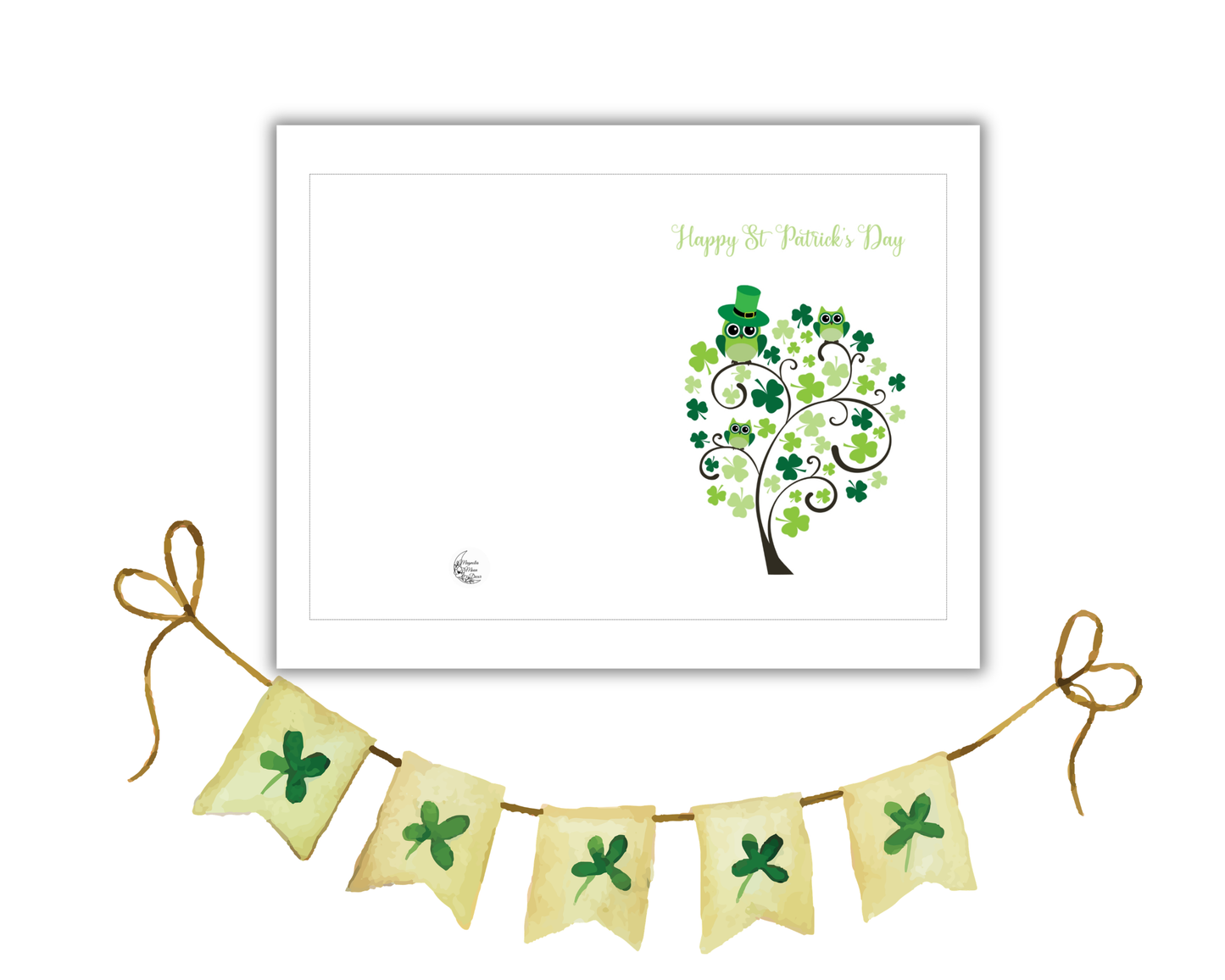 Saint Patrick's Day Shamrock Tree with Owls Greeting Card