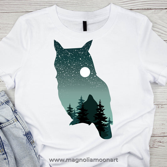 Owl with Starry Sky PNG