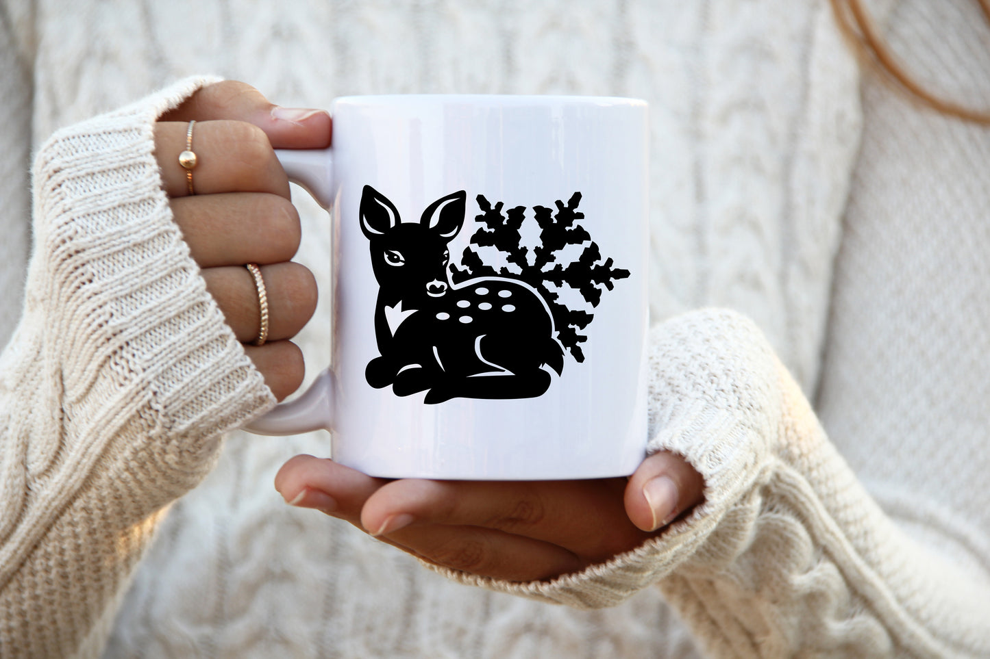 Baby Deer and Snowflake SVG