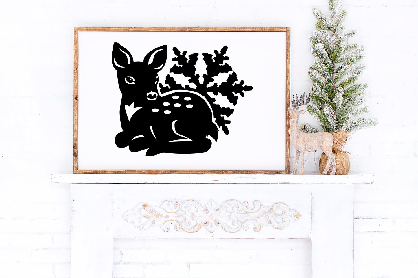 Baby Deer and Snowflake SVG