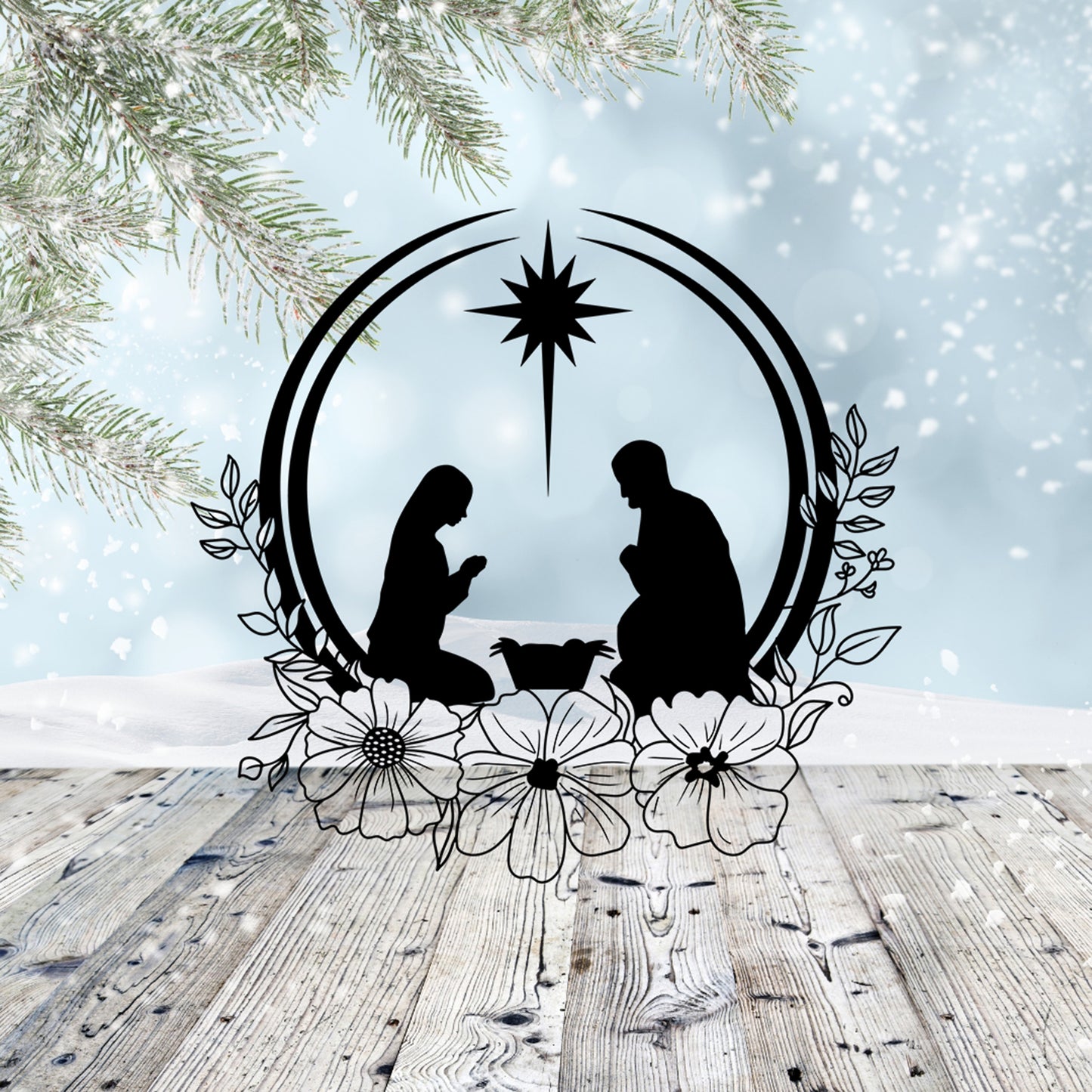Floral Nativity SVG