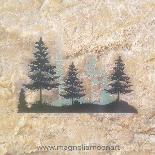 Forest Trees Clear Vinyl Sticker