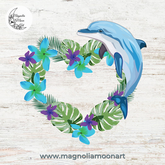 Dolphin Heart Frame PNG