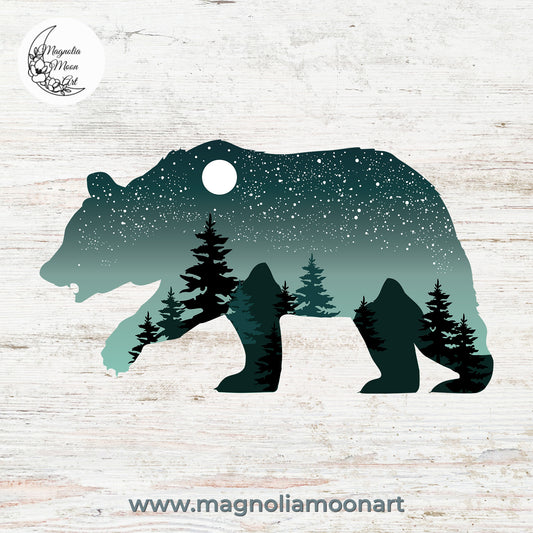 Bear with Starry Sky PNG