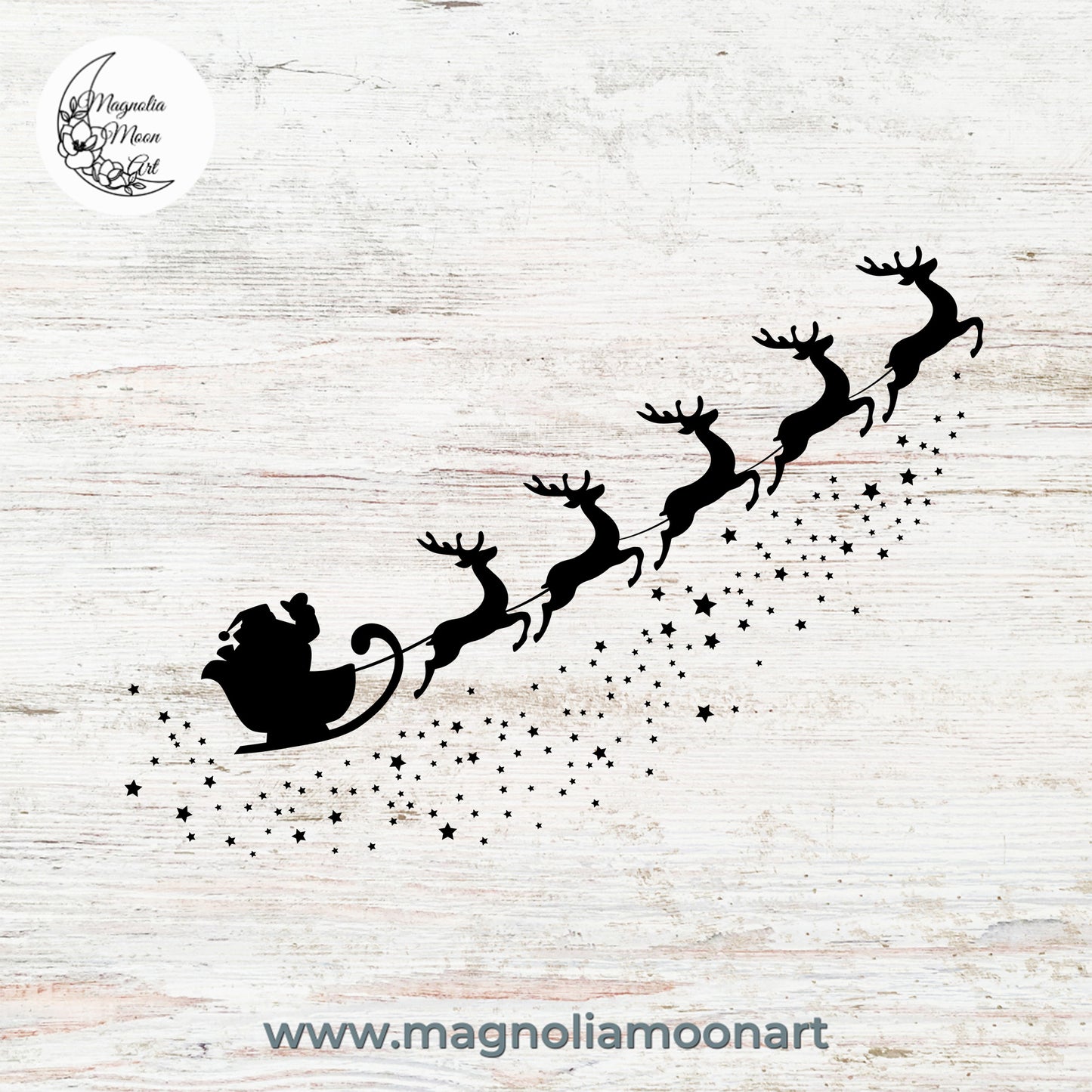 Santa Claus flying with reindeer SVG
