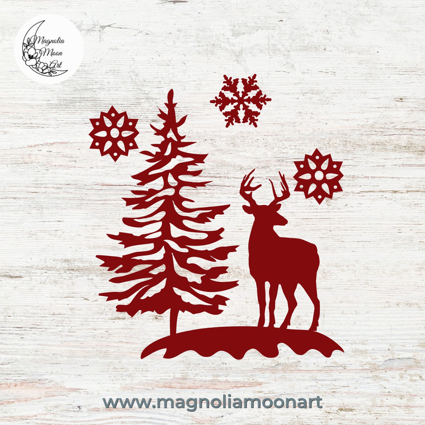 Christmas Scene with Deer SVG