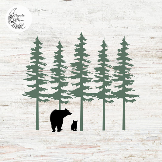 Pine Trees and Bears SVG