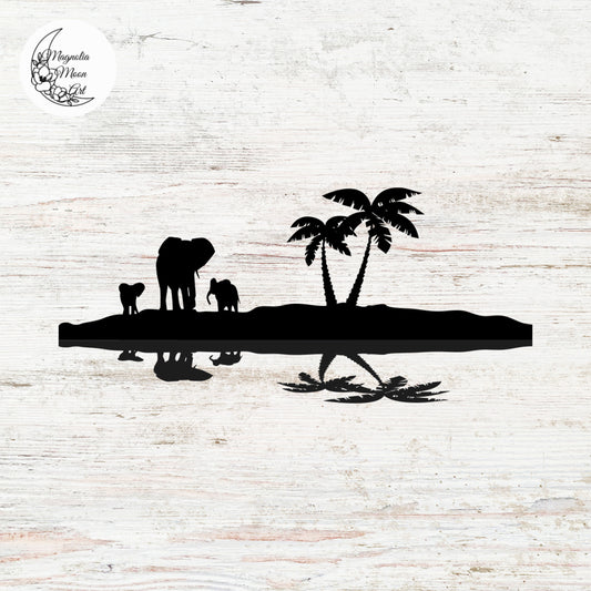 Elephant Family Reflection SVG