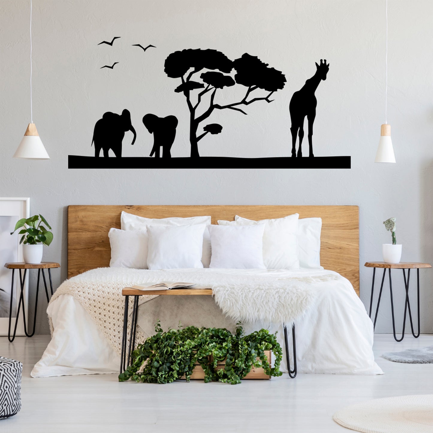 Elephants and a Giraffe SVG