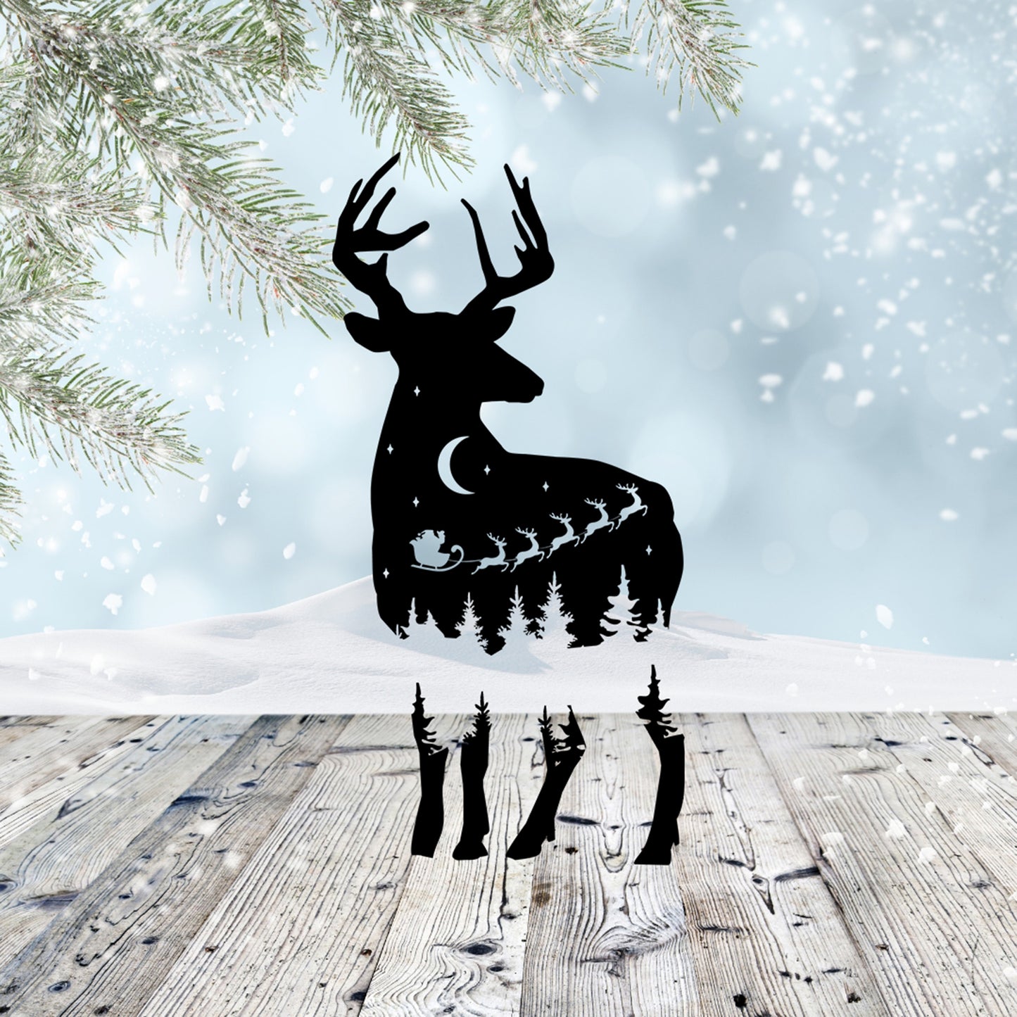 Deer, Stars, Santa Claus SVG