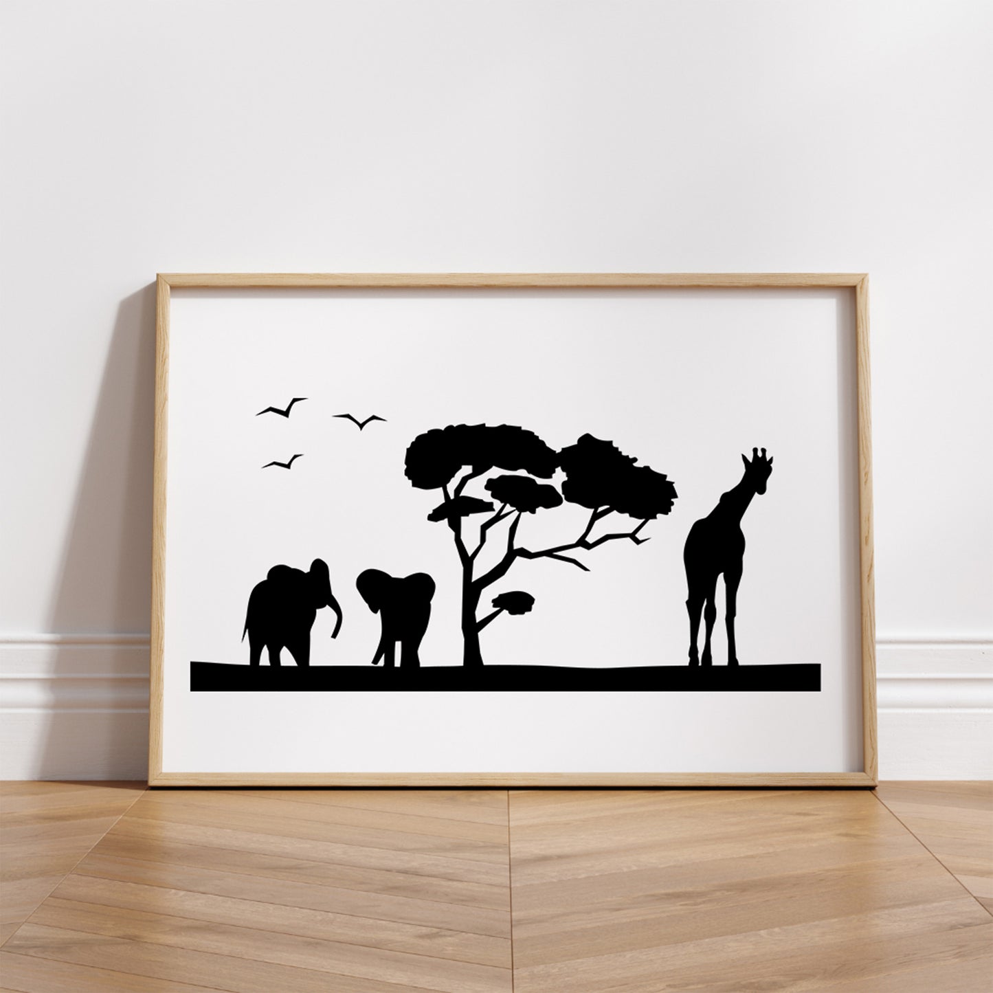 Elephants and a Giraffe SVG