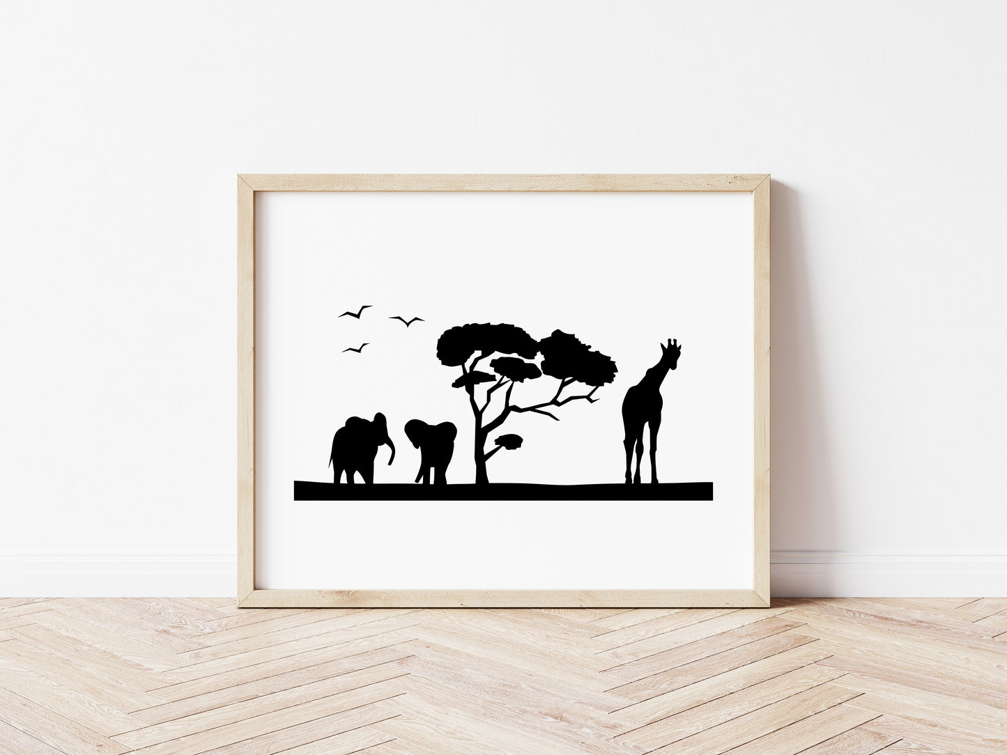Elephants and a Giraffe SVG