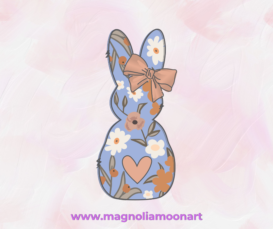 Floral Easter Bunny with a Bow