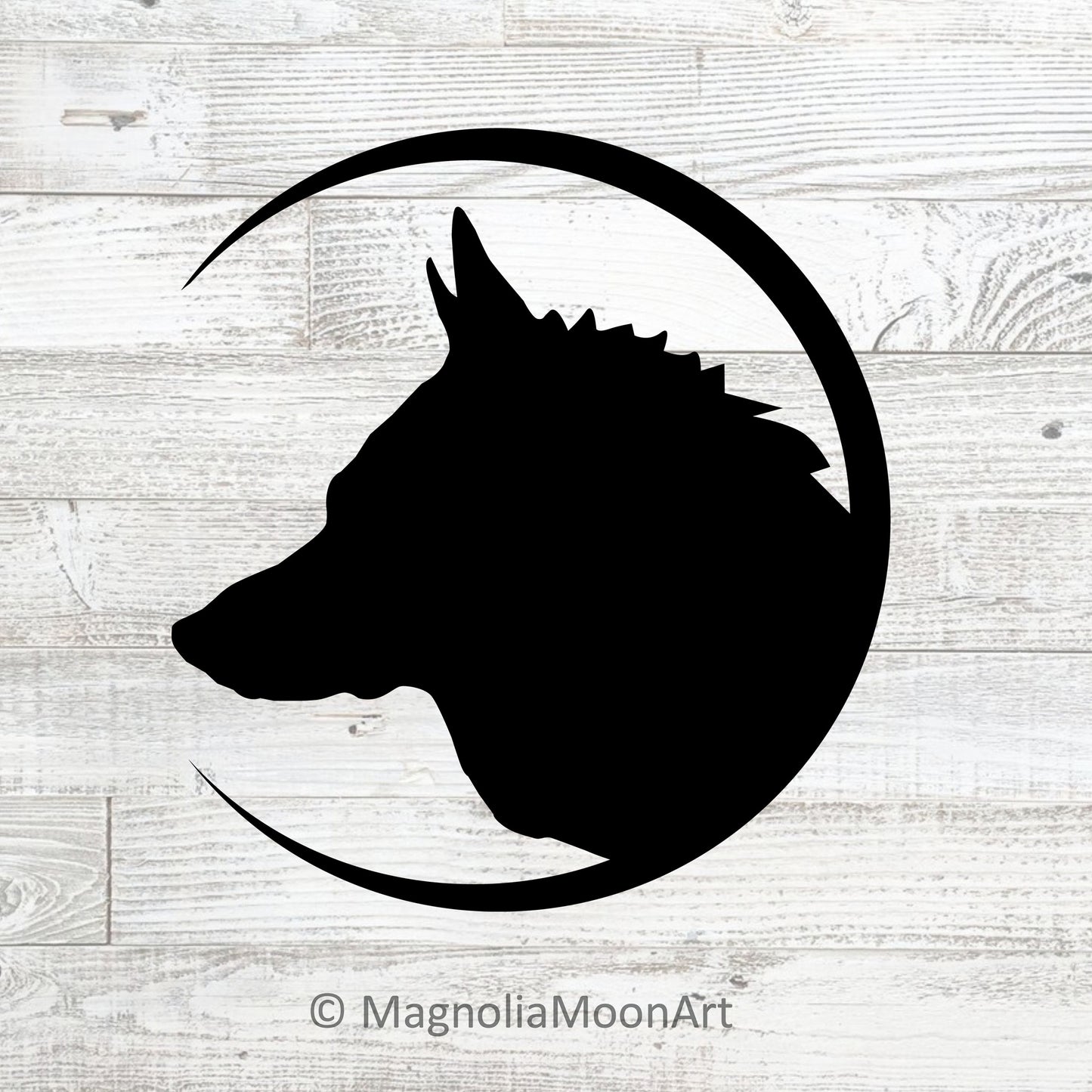 Wolf Head and Moon Crescent SVG