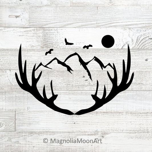 Antlers and Mountains SVG
