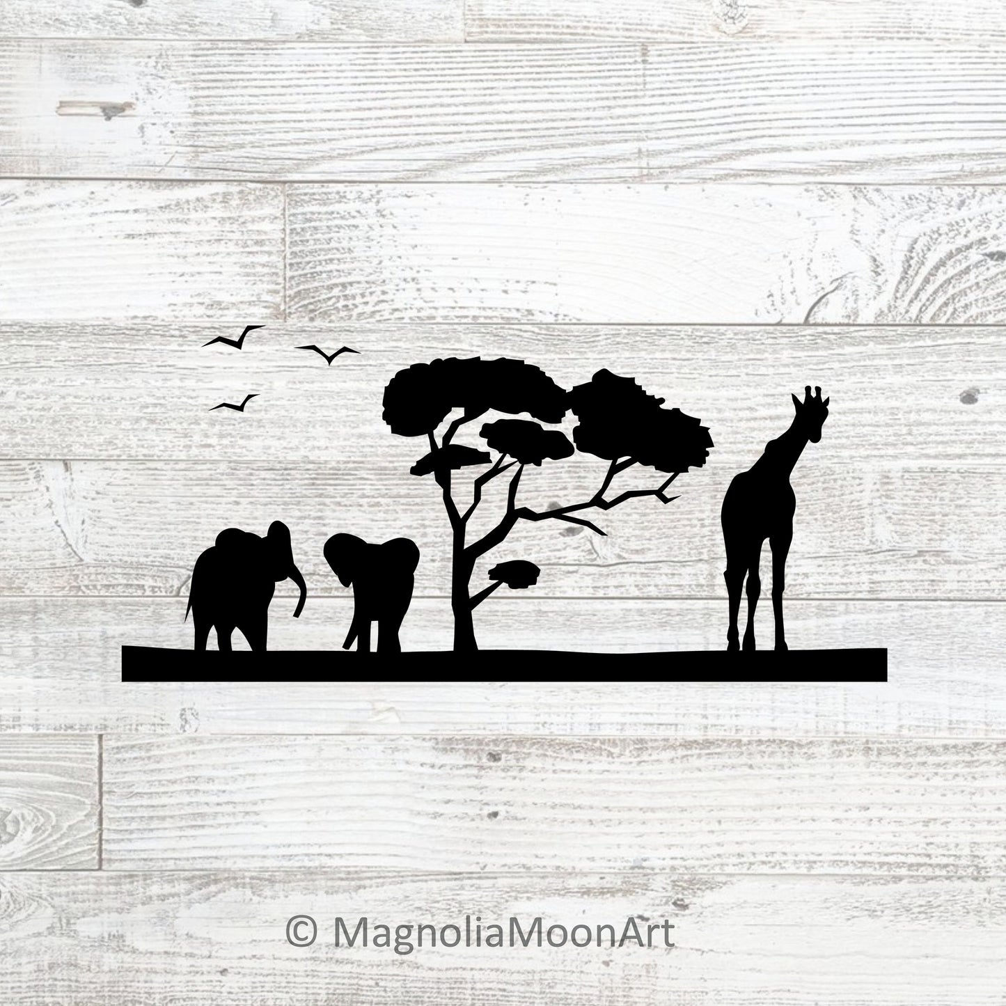 Elephants and a Giraffe SVG