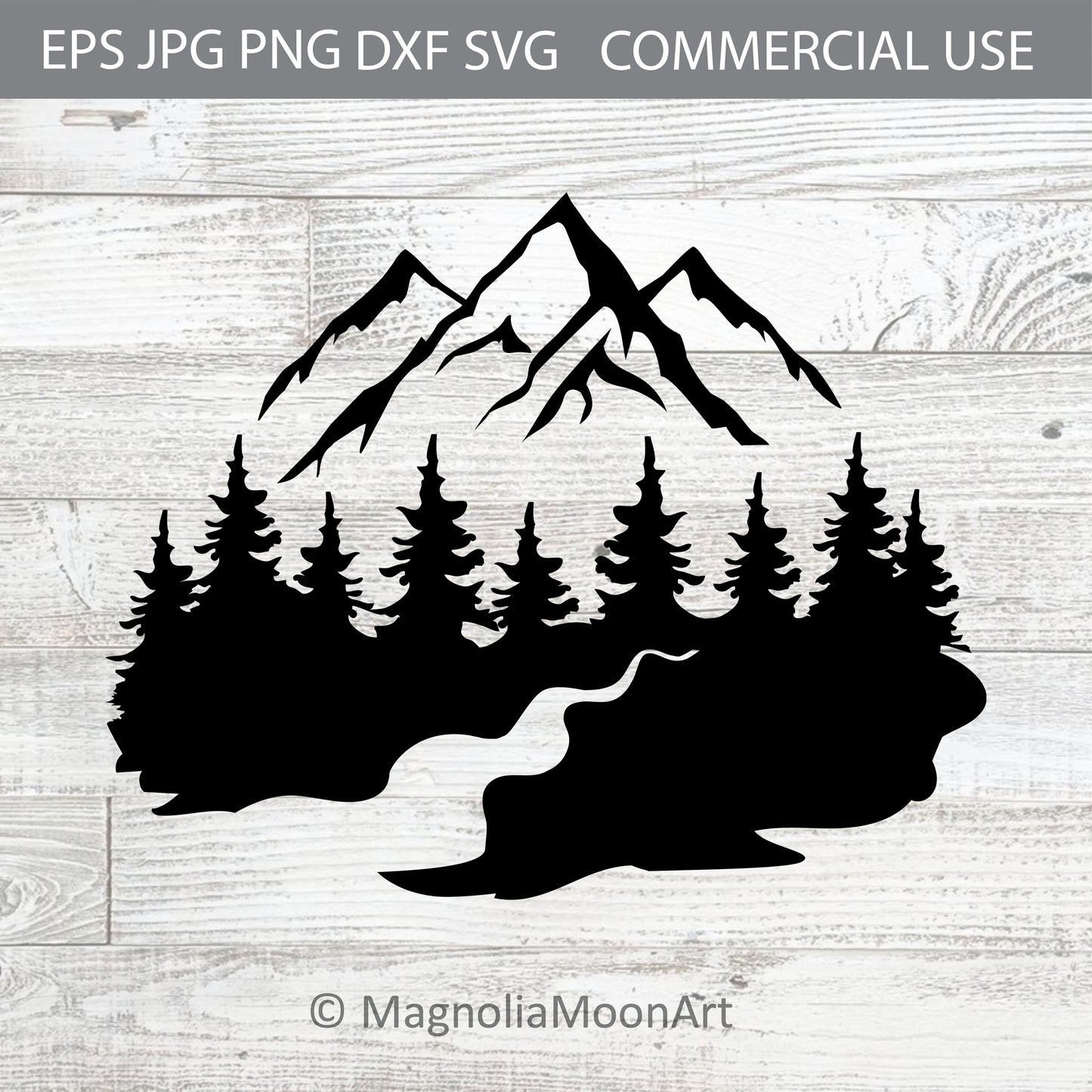 Mountain River Scene SVG