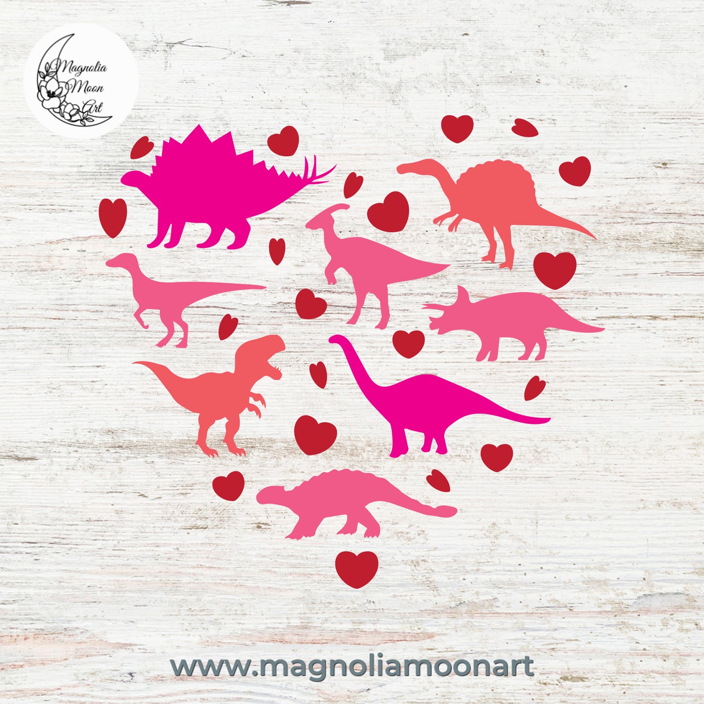 Pink Dino Heart SVG