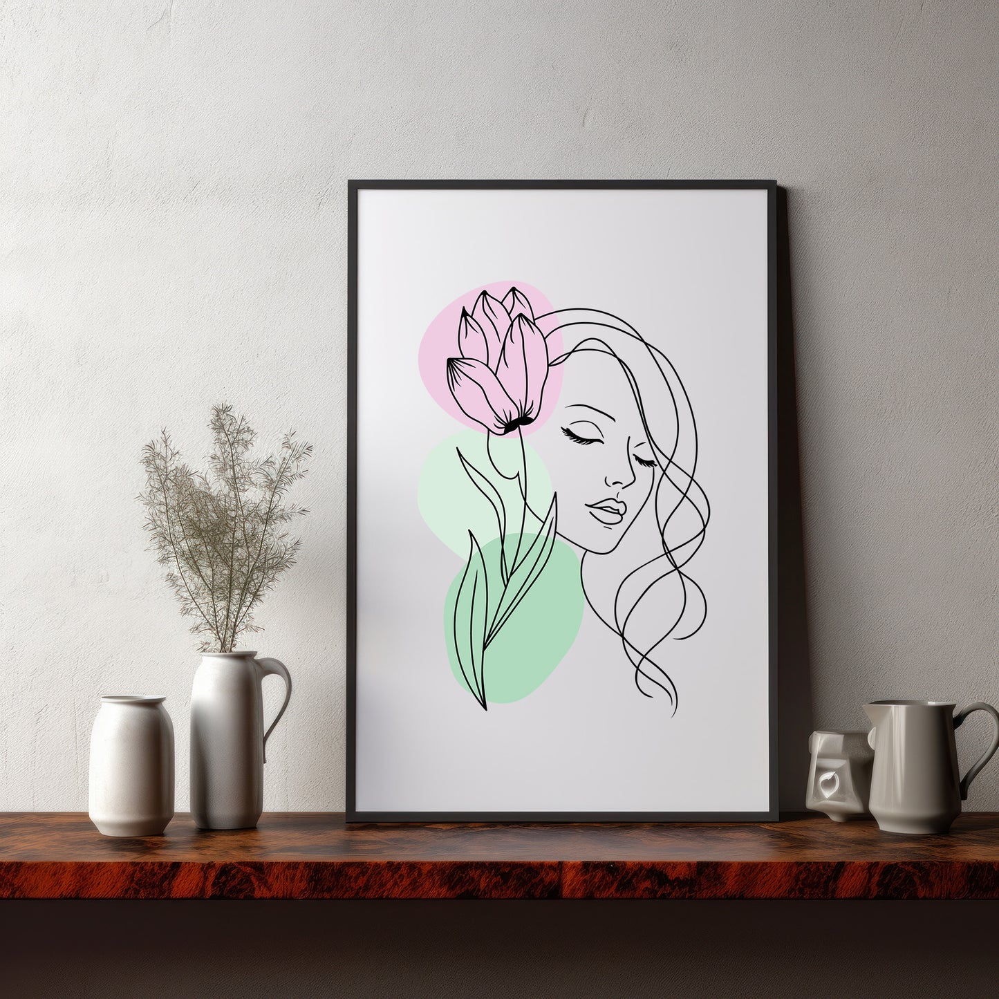 Pretty Woman With Tulip SVG