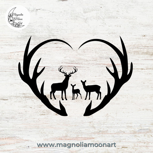 Deer Antlers Heart SVG