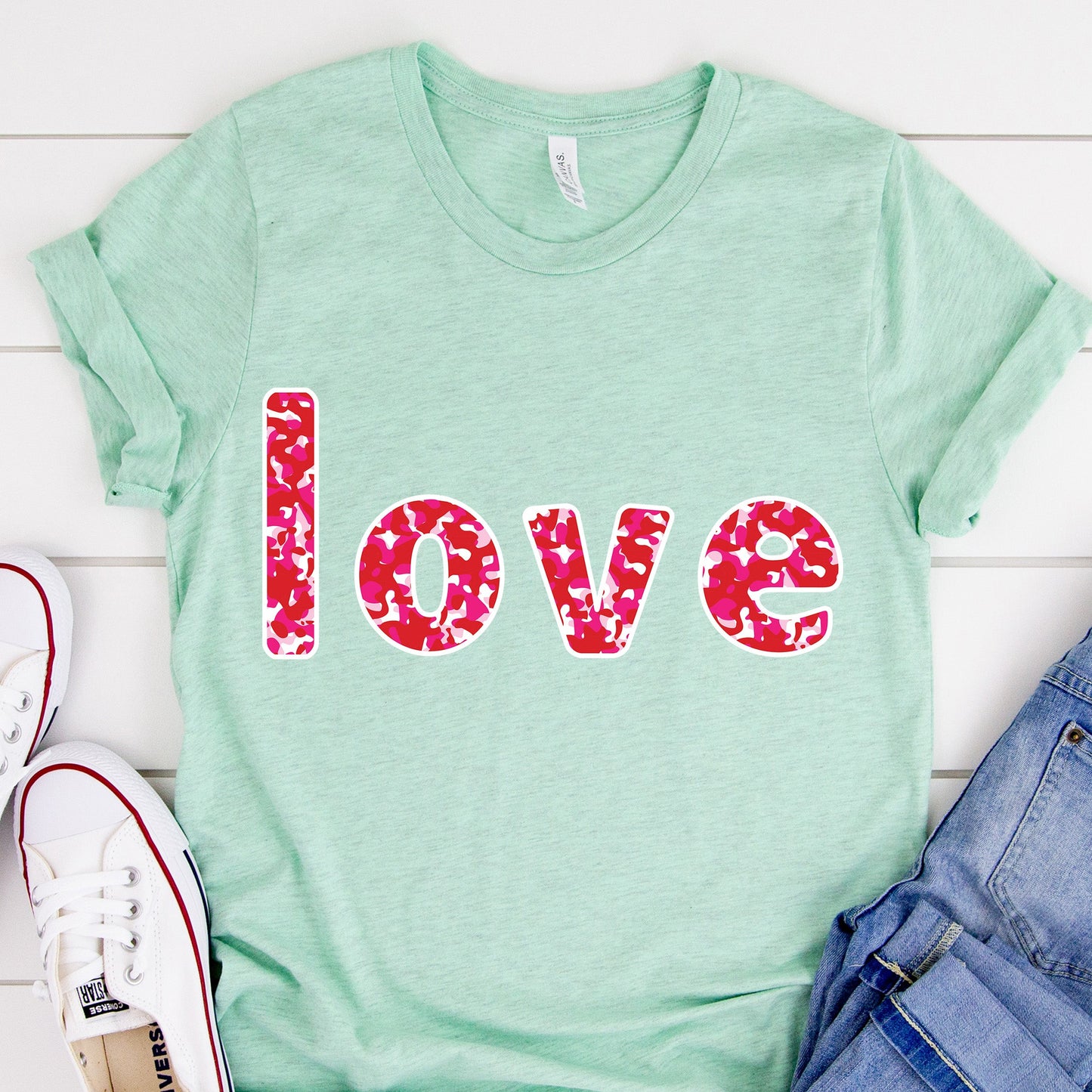 Pink Camo Love Text SVG