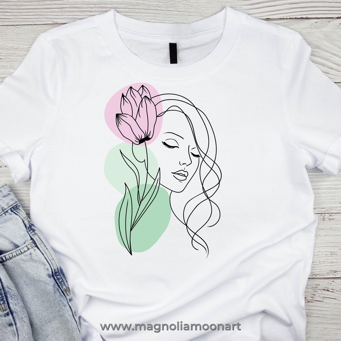 Pretty Woman With Tulip SVG
