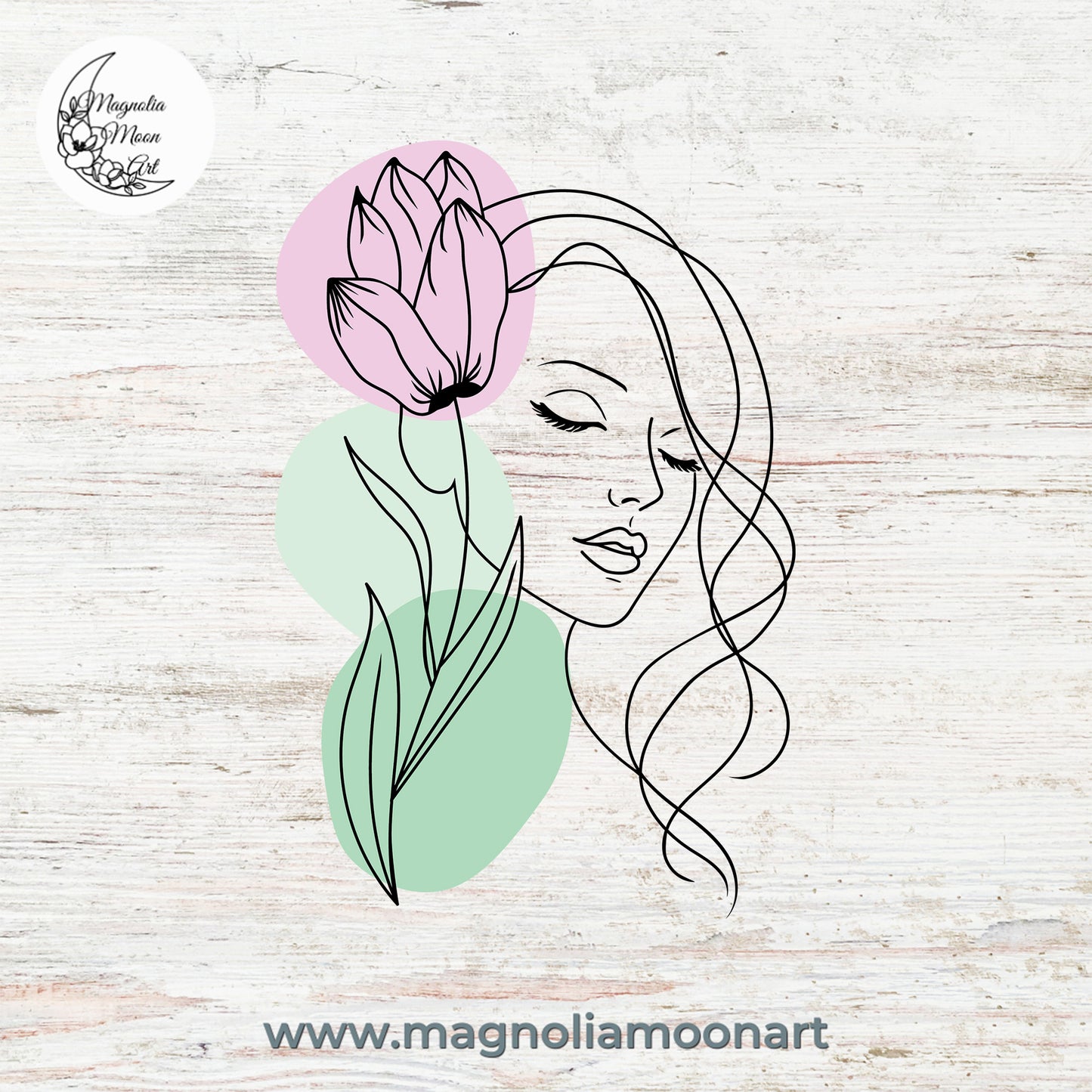 Pretty Woman With Tulip SVG