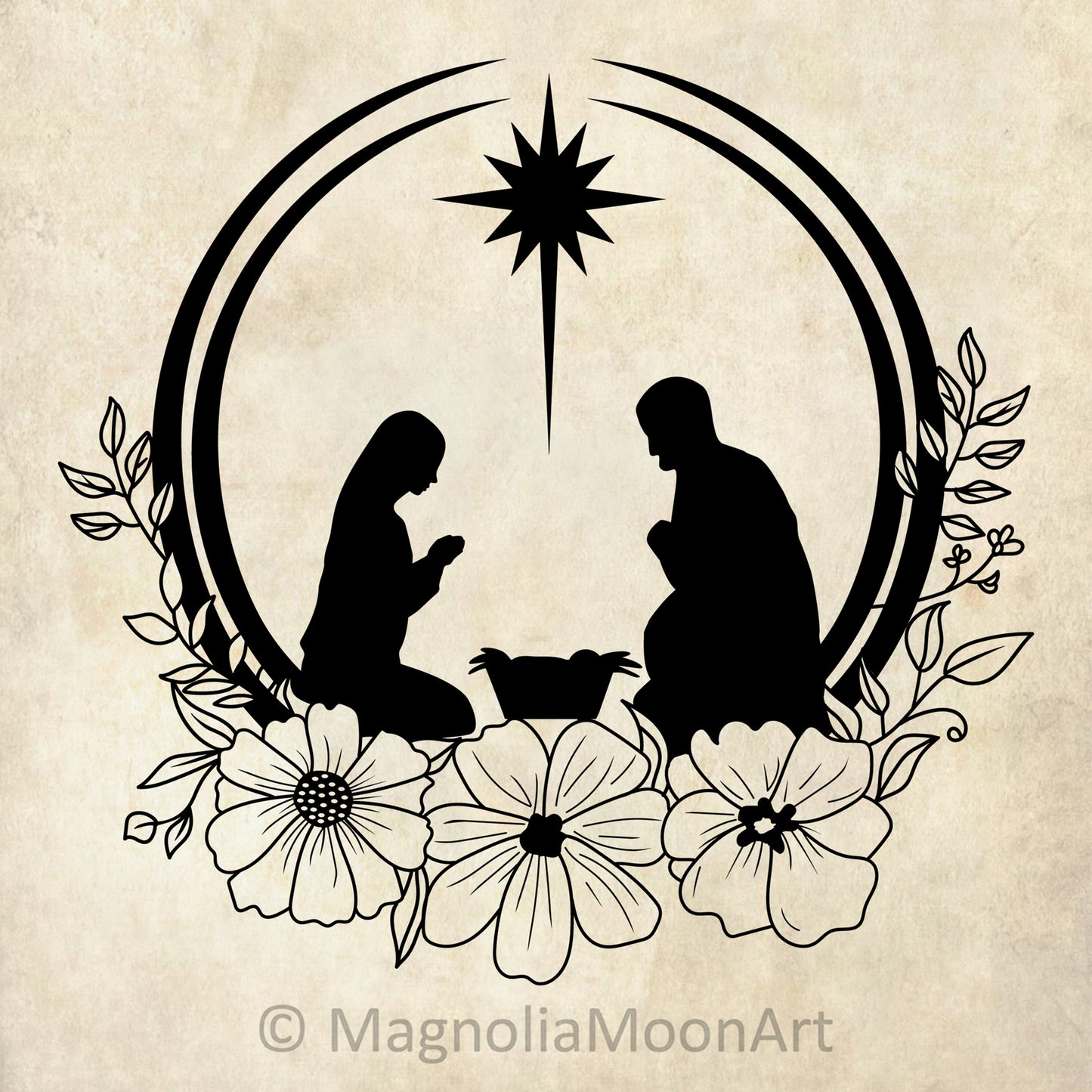 Floral Nativity SVG
